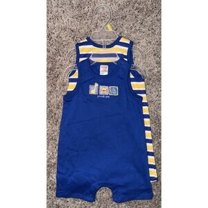 Fisher Price Baby Boys 3-6 Month 2 Romper Outfits 2010 New Jungle Pals
